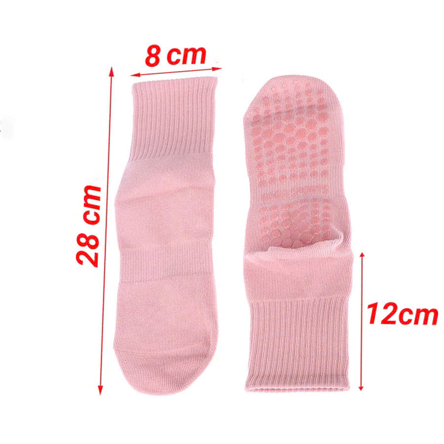 Tất / Vớ Chân Cao Cổ Nữ 15,9K Freesize Tập Yoga Pilates Len Co Giãn Đính Hạt Silicon Chống Trơn Trượt (Cao Cổ Kẻ Sọc)