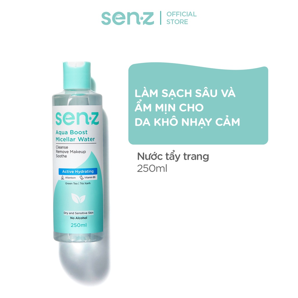 Nước Tẩy Trang Micellar Water Trà Xanh Cấp Ẩm Sâu SenZ Aqua Boost 250ML