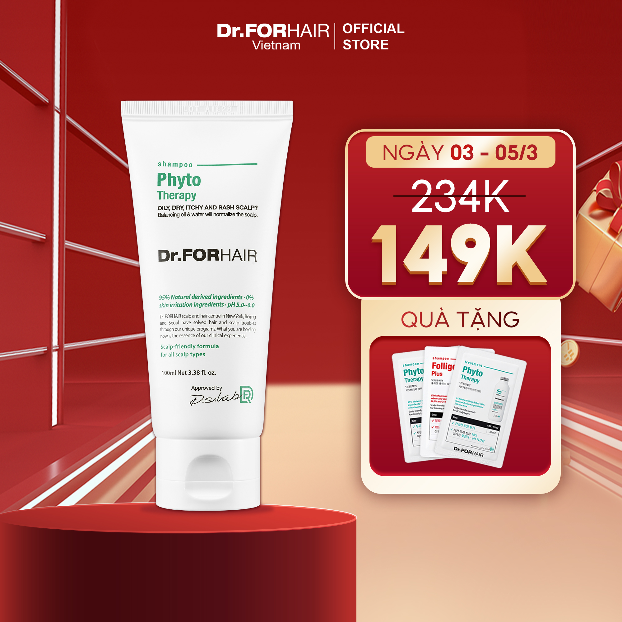 Dầu gội CHO DA NHẠY CẢM, chiết xuất thực vật an toàn và dịu nhẹ Dr.FORHAIR Hàn Quốc Phyto Therapy Shampoo