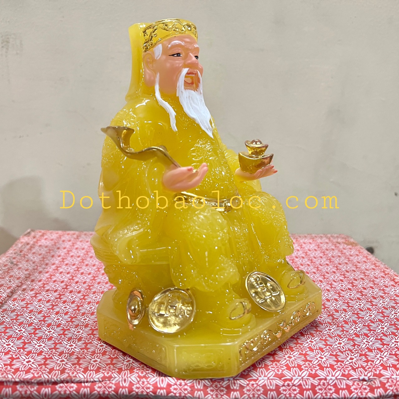 Tượng Thần Tài Thổ Địa đá cao cấp nhập khẩu Đài Loan cao 19cm – Vàng