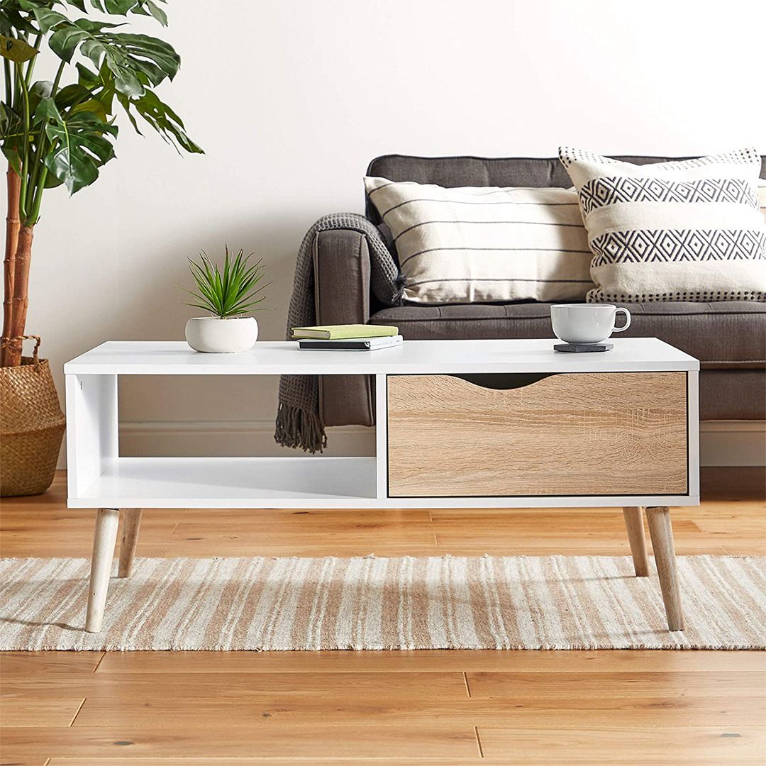 Bàn trà gỗ hiện đại SMLIFE Camelot | Gỗ MDF dày 17mm chống ẩm | D80xR40xC45cm
