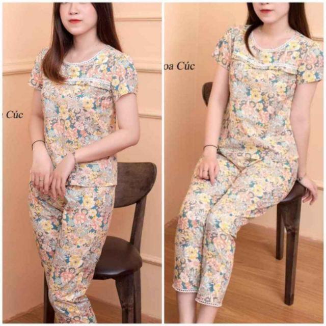 Đồ bộ mặc nhà ren cổ siêu xinh ảnh thật đủ size