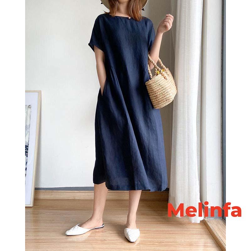 Váy đầm nữ suông trẻ trung vải Cotton Linen tự nhiên thân thiện mã VAV0327