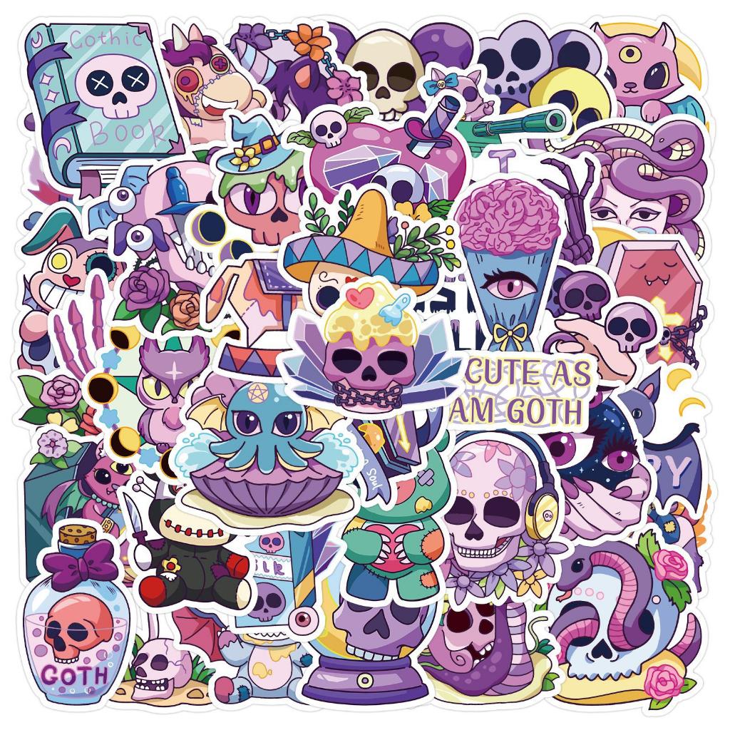 Sticker GOTHIC TONE TÍM CHIBI 2 hoạt hình trang trí mũ bảo hiểm,guitar,ukulele,điện thoại,sổ tay,laptop-mẫu S155