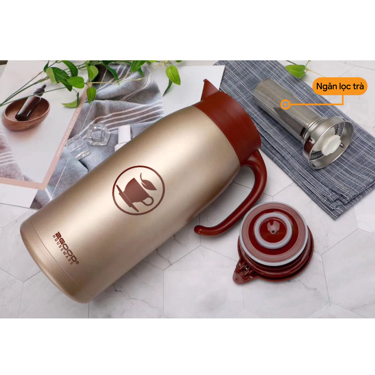 Bình Pha Trà Giữ Nhiệt, Phích Nước Nóng Lạnh 2GOOD B18 1.6 Lít - Bình Ủ Giữ Nhiệt Nóng Lạnh Suốt 24h