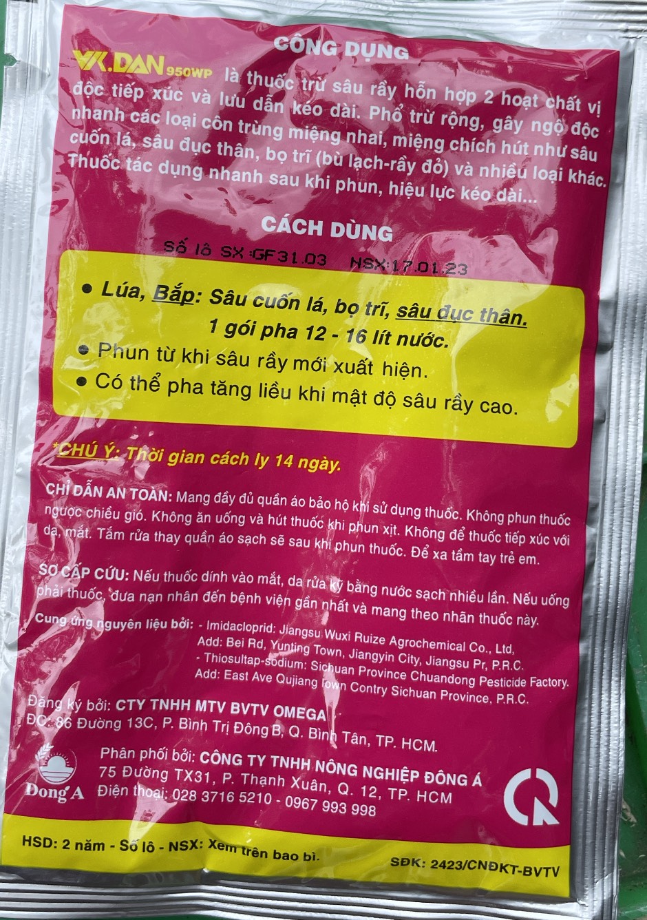 Sản phẩm sâu đục thân, bọ trĩ VK.DAN gói 30gr