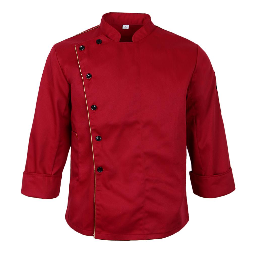 Men Women Stand Collar Long Sleeve Chef Coat Uniform Top4 Colors Choose