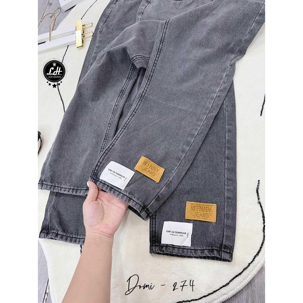 Quần bò baggy xám trơn có tag trên lai siêu đọc la Lê Huy Fashion Ms 274