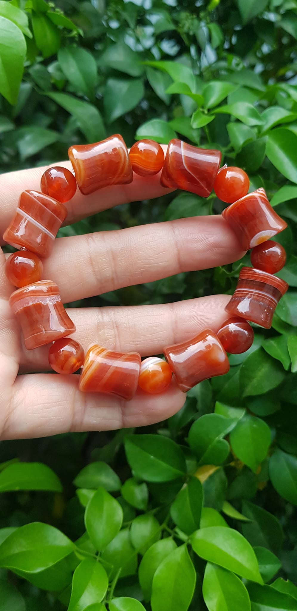 Vòng tay đá mã não đỏ kiểu Vòng hạt thống 14mm hạt tròn nhỏ Nam Nữ mệnh hoả mệnh thổ đeo ạ