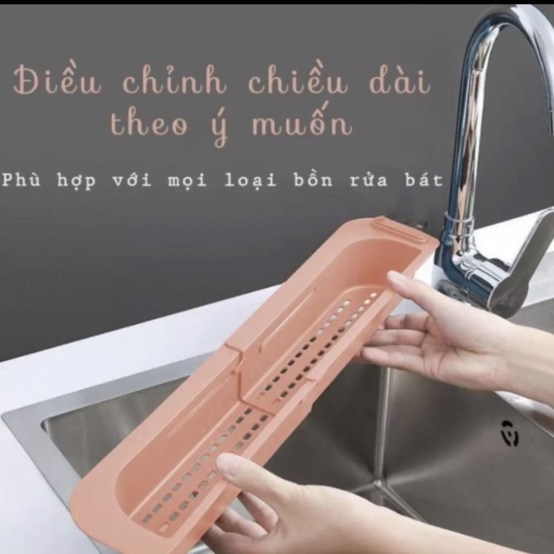 KHAY NHỰA GÁC BỒN RỬA CHÉN ĐA NĂNG ĐIỀU CHỈNH ĐƯỢC ĐỘ DÀI CÓ GIÁ TREO KHĂN TIỆN LỢI