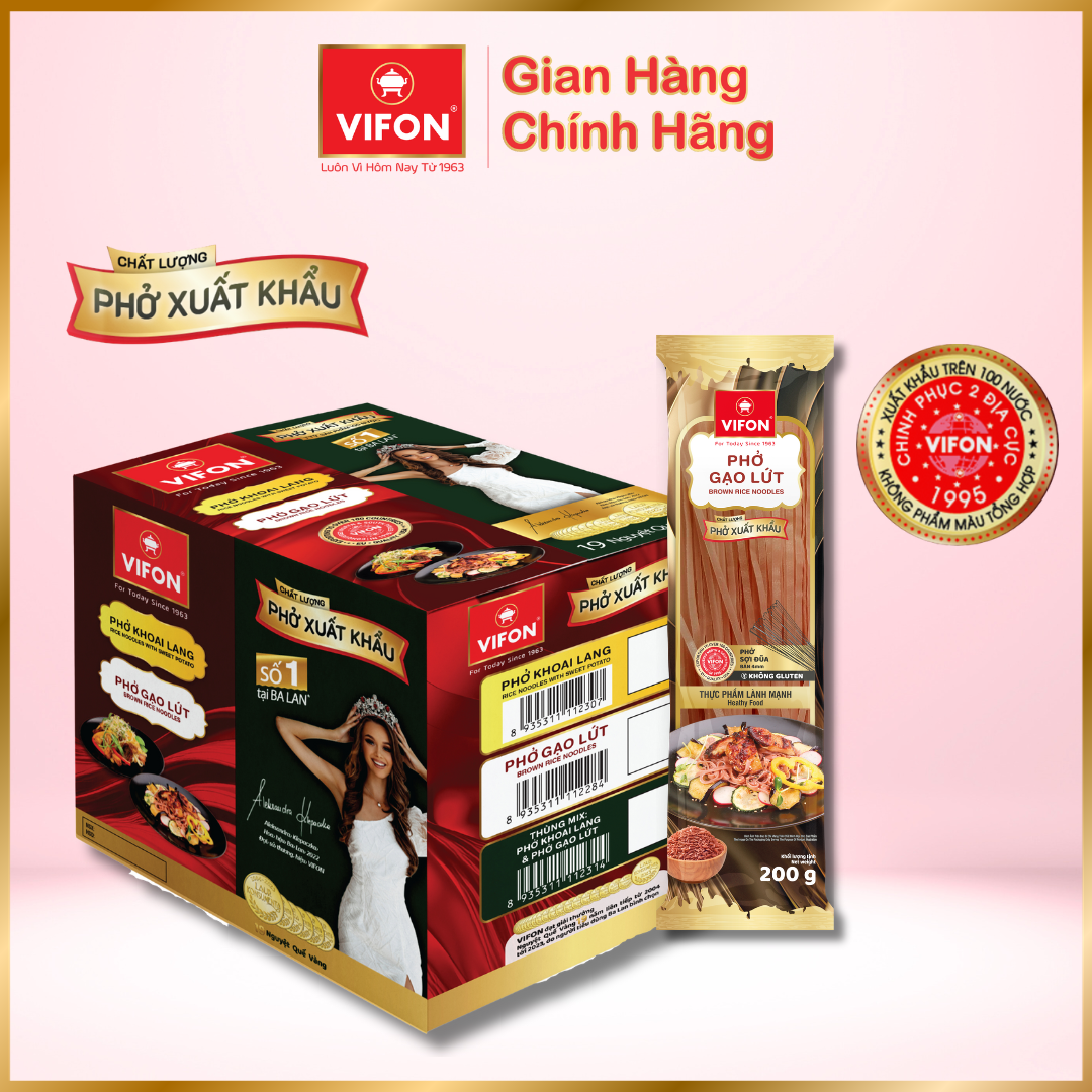 Thùng 10 gói Phở khô xuất khẩu gạo lứt 200gr/gói