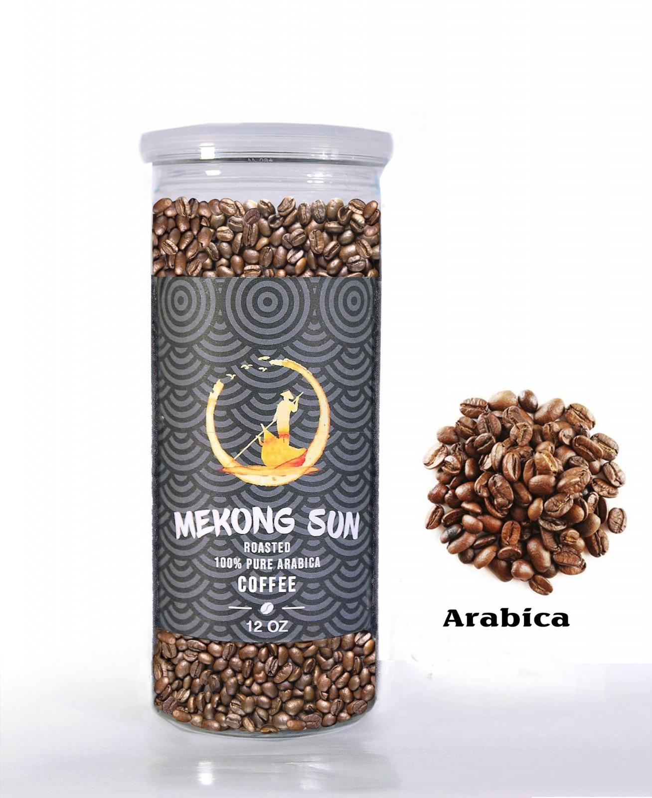 Cà phê hạt rang Mekong Sun  -  Loại Arabica  Nguyên Chất , Hủ 340g