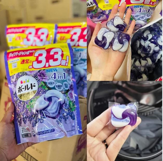 Viên giặt xả Bold Gel Ball 3D hương hoa túi 36 viên của Nhật Bản - Tím