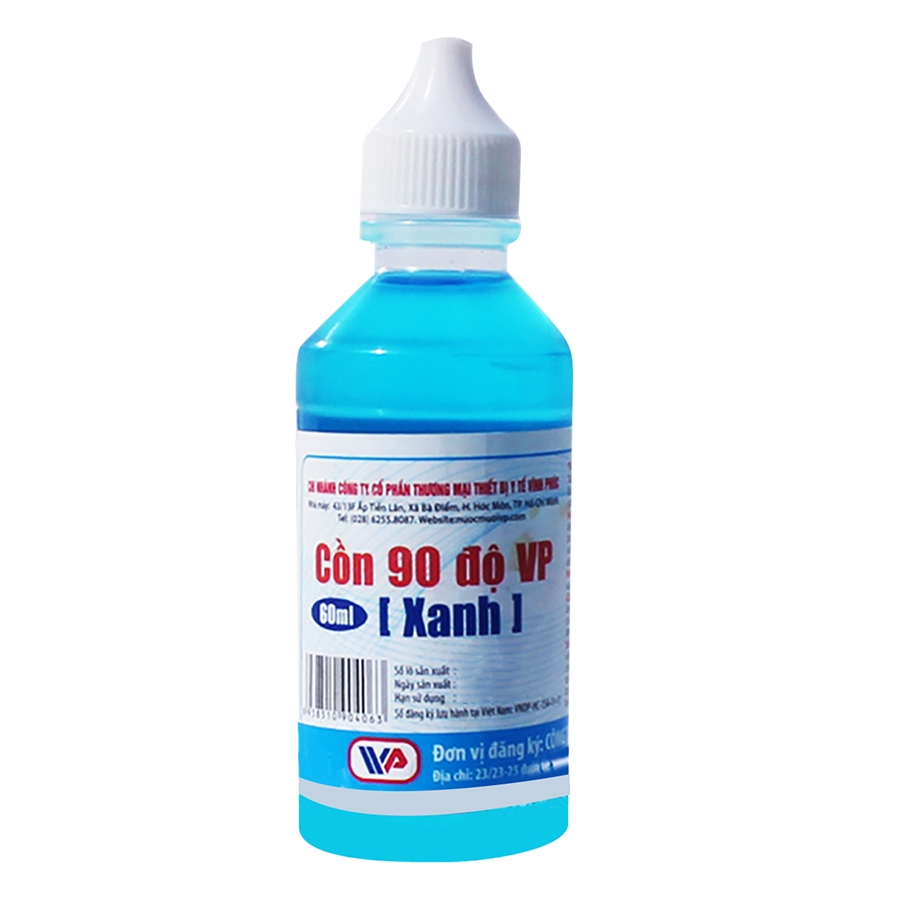 Cồn 90 Độ VP (Xanh) (60ml / Lốc 10 Chai)