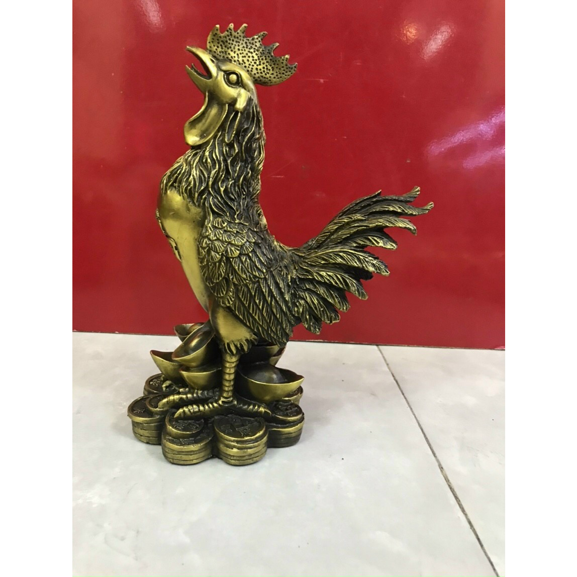 Gà phúc 2 lai - Gà mâm và ng nhỏ - Tượng phong thủy (kt 28x19cm)