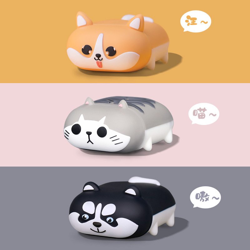 Bao Case Cho Airpods 1/ Airpods 2 Hình Chó Husky, Chó Cori, Mèo Xám