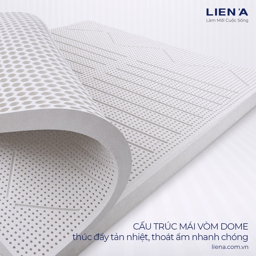 Đệm Cao Su Liên Á Ladome Grey Cao 10cm- Giường Đôi - Cao Su Thiên Nhiên 100