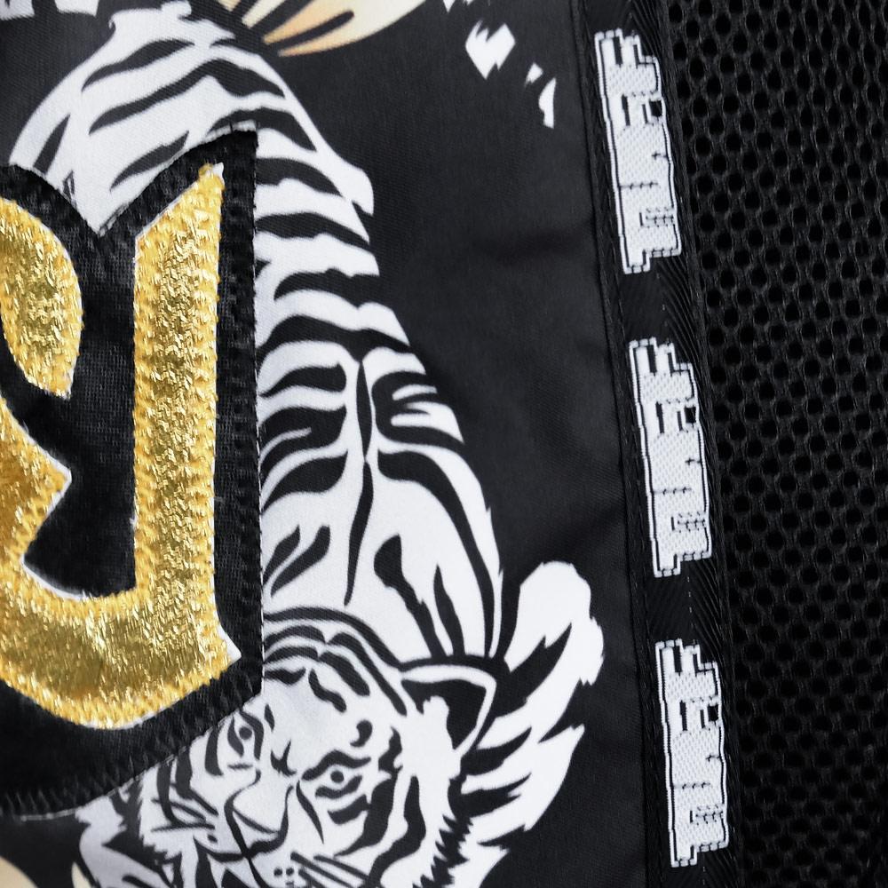 Quần Tuff Muay Thai Black Retro Style Double Tiger With Gold Text