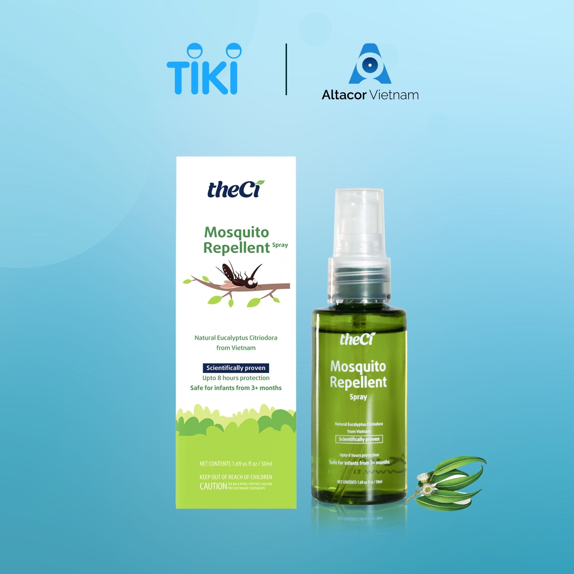 Xịt Chống Muỗi TheCi 50ml đuổi muỗi, ngăn côn trùng - An toàn cho bé &amp; phụ nữ có thai