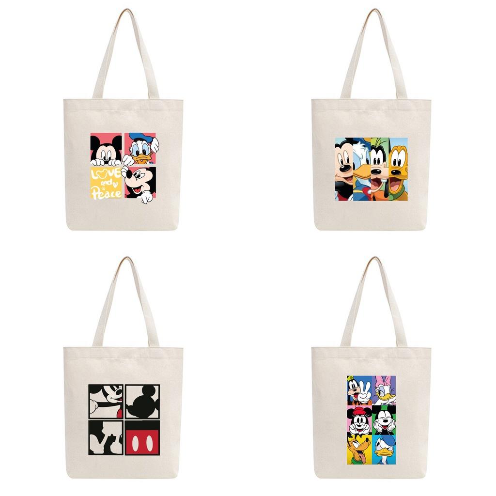 Túi tote vải mộc Tiệm nhà Pony dây kéo in hình Chuột Mickey and friends PM112