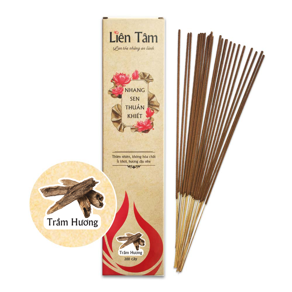 Nhang Trầm Hương Liên Tâm - Hương Thơm Dịu Nhẹ, 100 Nguyên Liệu Tự Nhiên, Nguyên Chất - 29Cm - Hộp Lớn