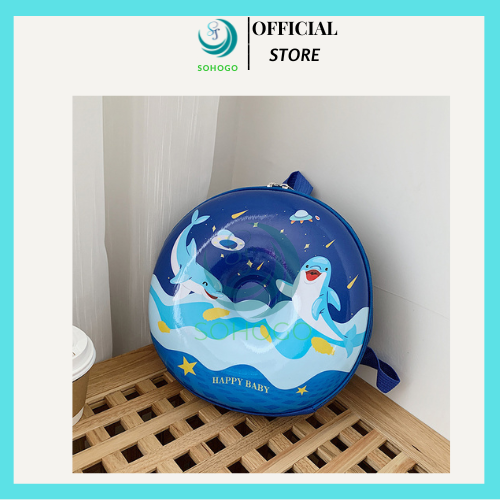 Mẫu Mới - Cặp Đi Học Hoạt Hình In 3D Cho Bé Trai Và Bé Gái 26X9Cm - Chọn Mẫu - Balo Đi Học Cho Bé Mẫu Giáo - Cá Heo