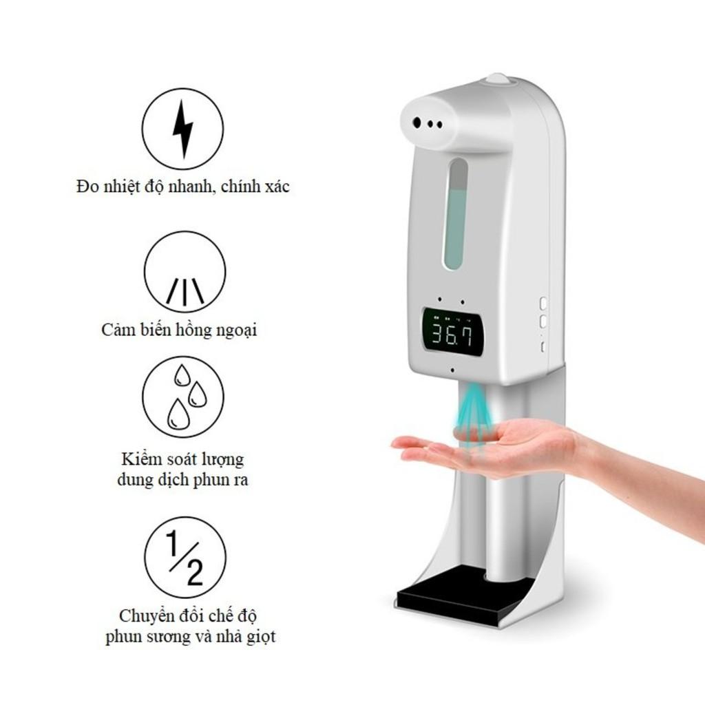 Máy Đo Thân Nhiệt Kiêm Xịt Khuẩn Rửa Tay K10 Pro có tặng kèm chân đứng - hàng cao cấp