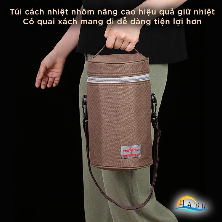 Cặp Lồng Giữ Nhiệt Đựng Cơm 3 Tầng Inox 304 Cao Cấp 6 Lớp Đạt Chất Lượng Đức HADU