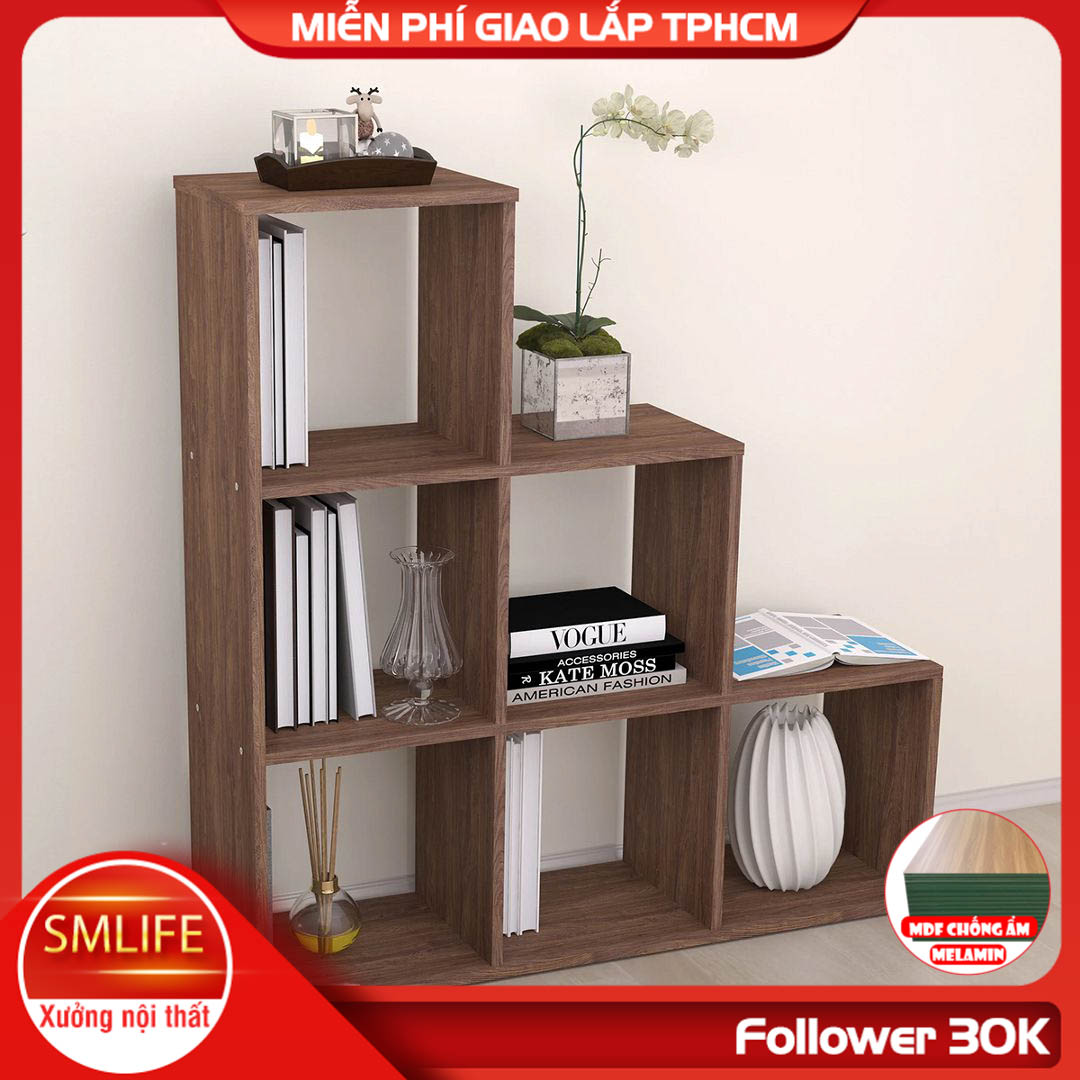 Kệ sách, kệ trang trí gỗ hiện đại SMLIFE Bichir  | Gỗ MDF dày 17mm chống ẩm | D105xR28xC105cm