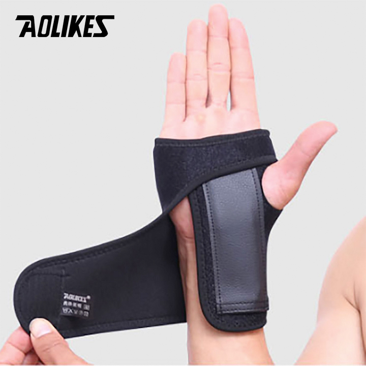 Băng nẹp cố định khớp cổ tay AOLIKES 1676 có thanh thép hỗ trợ phục hồi chấn thương