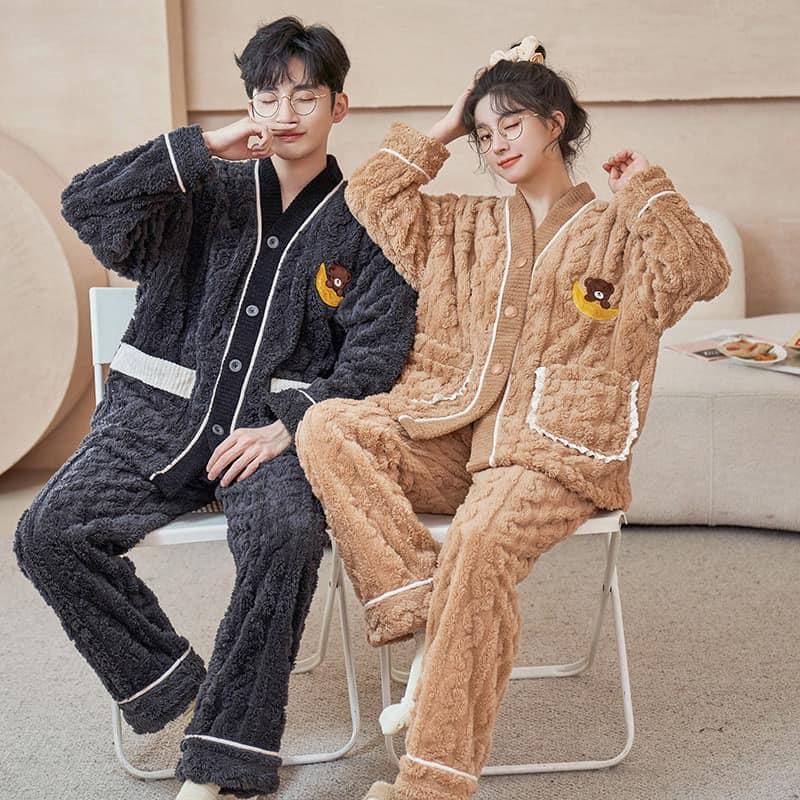 Bộ Pyjama Bông Đôi Nam Nữ Hàng Mới Nhất