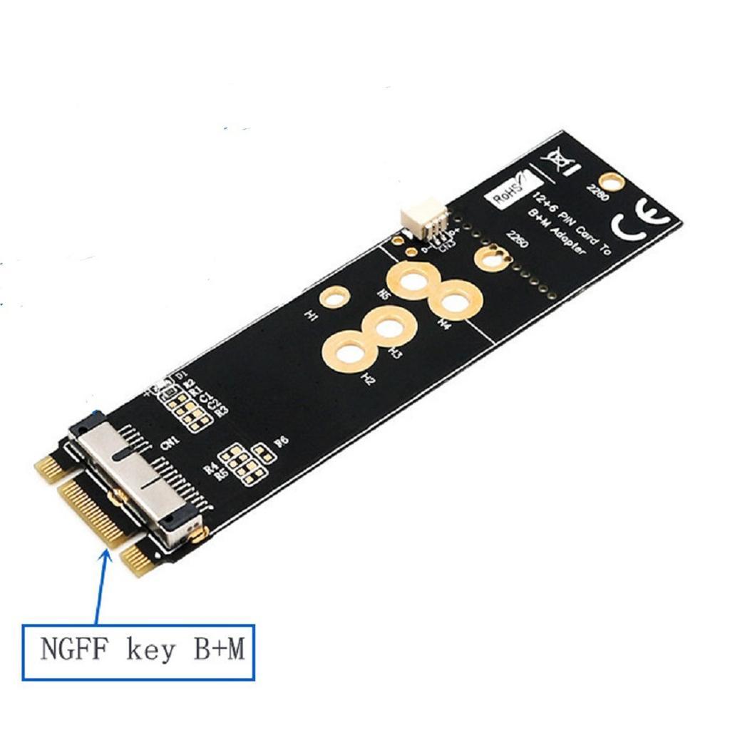 12+6 Pin Wireless Card Module to M.2 NGFF Key B+M Adapter for Mac BCM94360CD