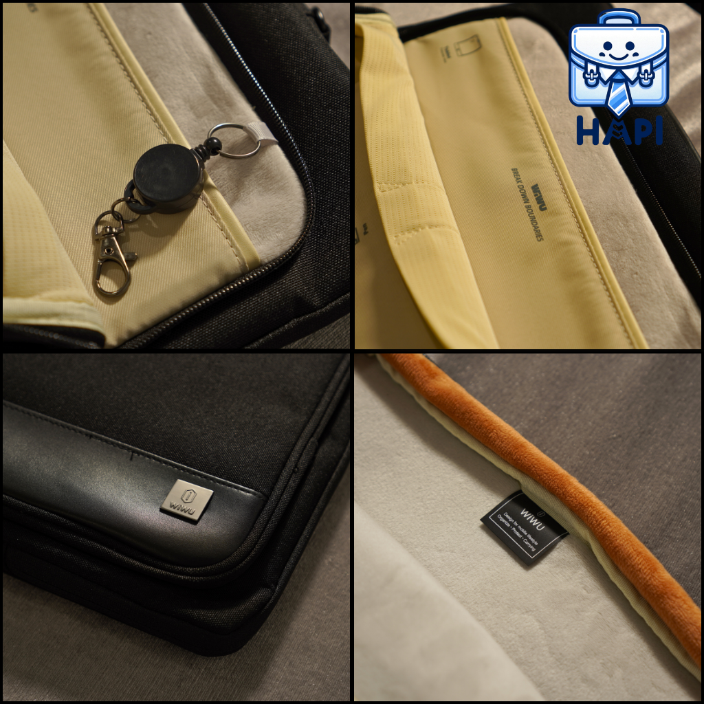 Túi chống sốc laptop 2 ngăn WiWU Cozy Classic Wi-COZY02 14/16 inch: Chống nước, lớp chống sốc dày, ngăn phụ kiện rộng rãi