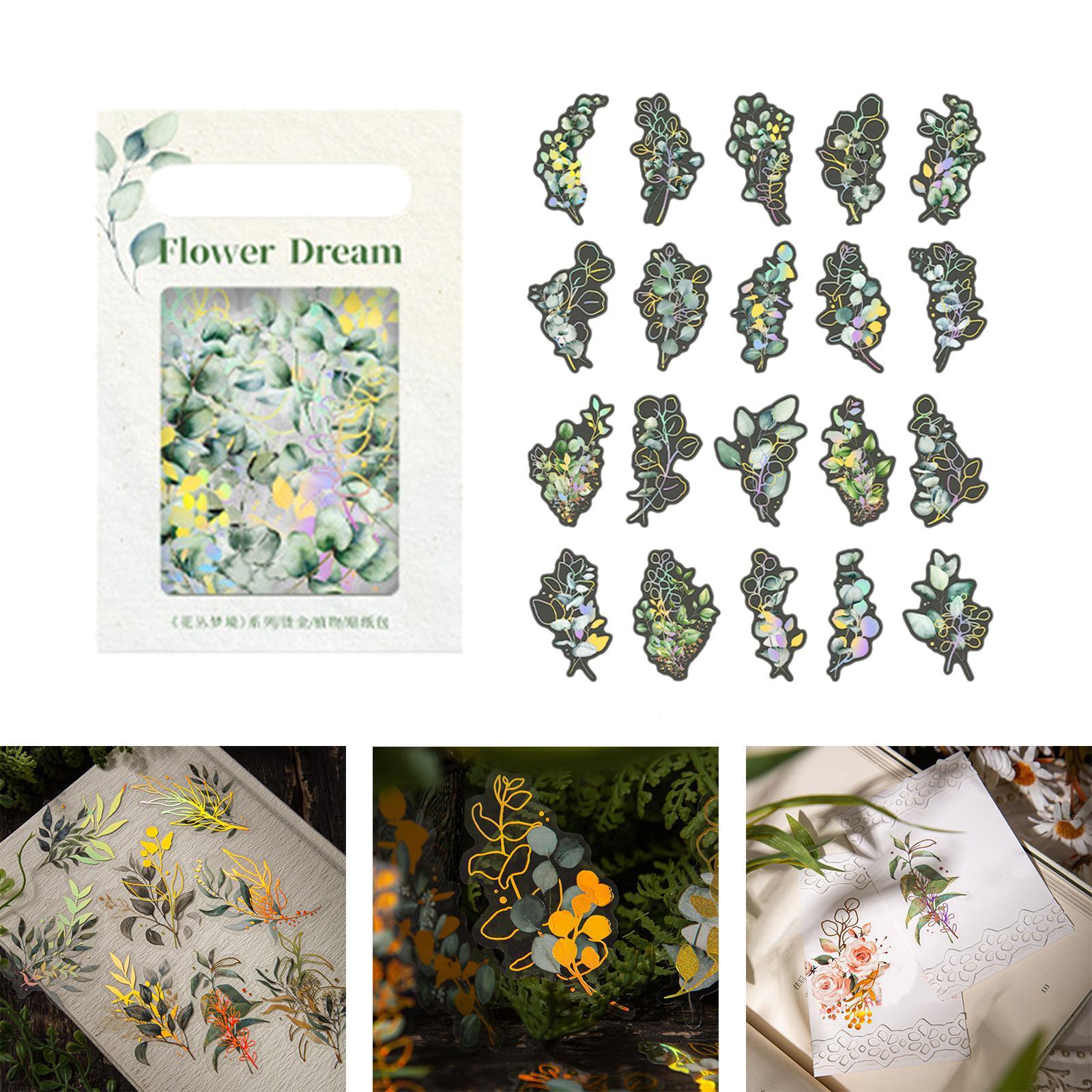 40Pcs Plant Stickers Scrapbooking Stickers DIY Crafts Waterproof Stickers PET Transparent Decorative Stickers  Notebook Diary