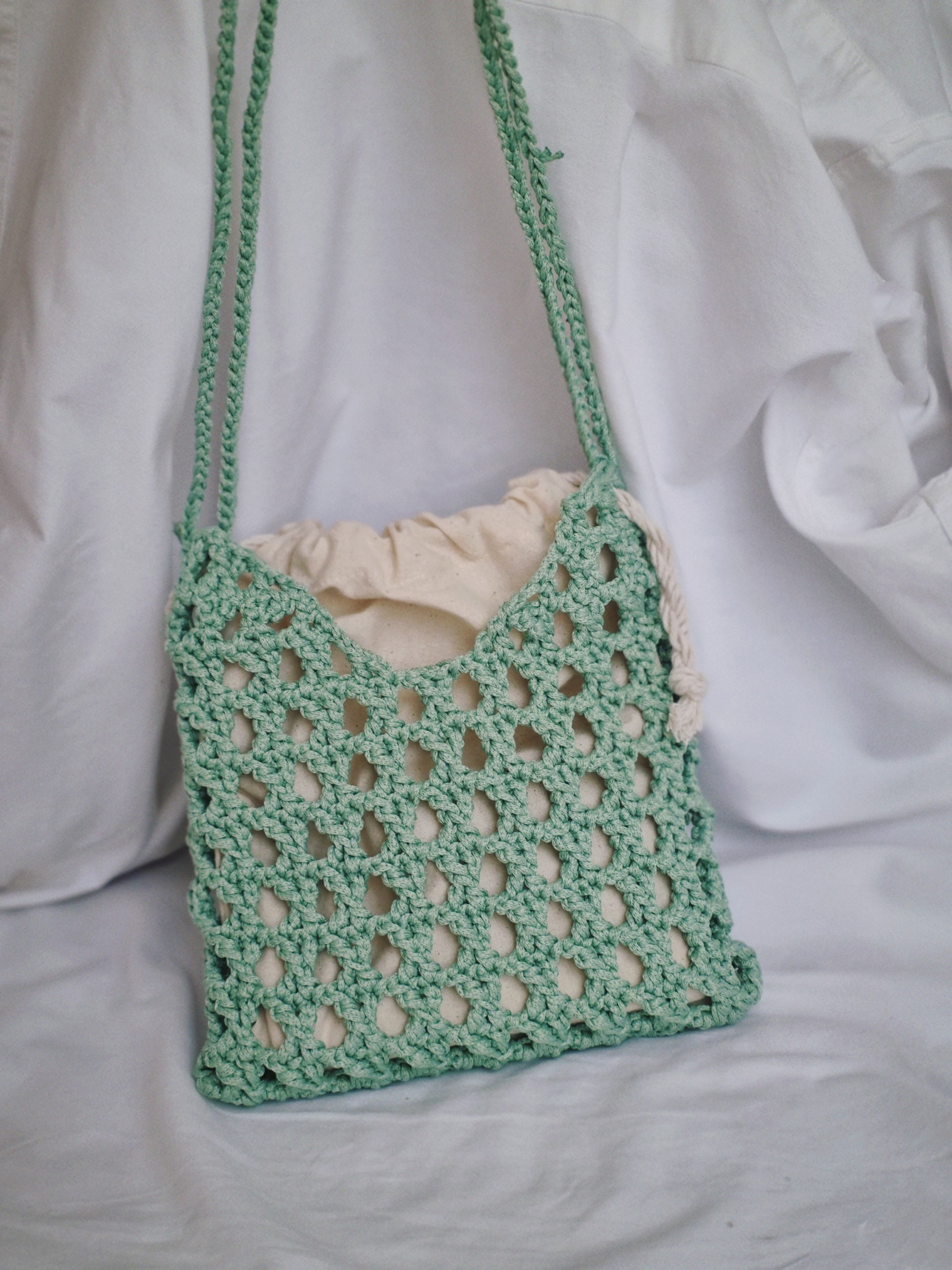 TÚI LƯỚI ĐEO CHÉO VAI XÁCH CẦM TAY TOTE DẠO PHỐ ĐI BIỂN + TÚI VẢI RÚT / NO.5 BAG