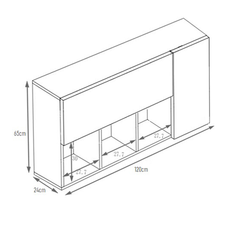 Tủ Sách Văn Phòng Treo Tường 4 Ngăn 2 Cánh Mở SIB DECOR