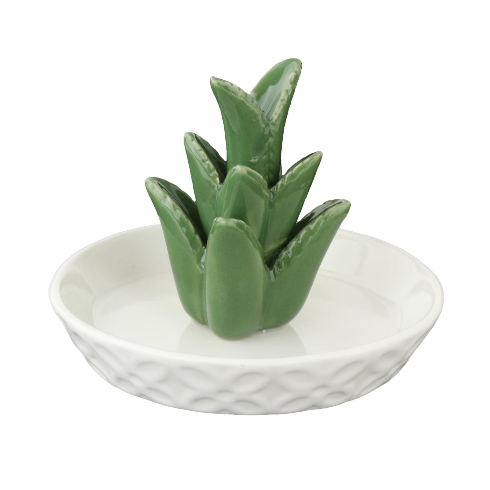 Ceramic Aloe Jewelry Holder Tray Earrings Organizer Decor Gift