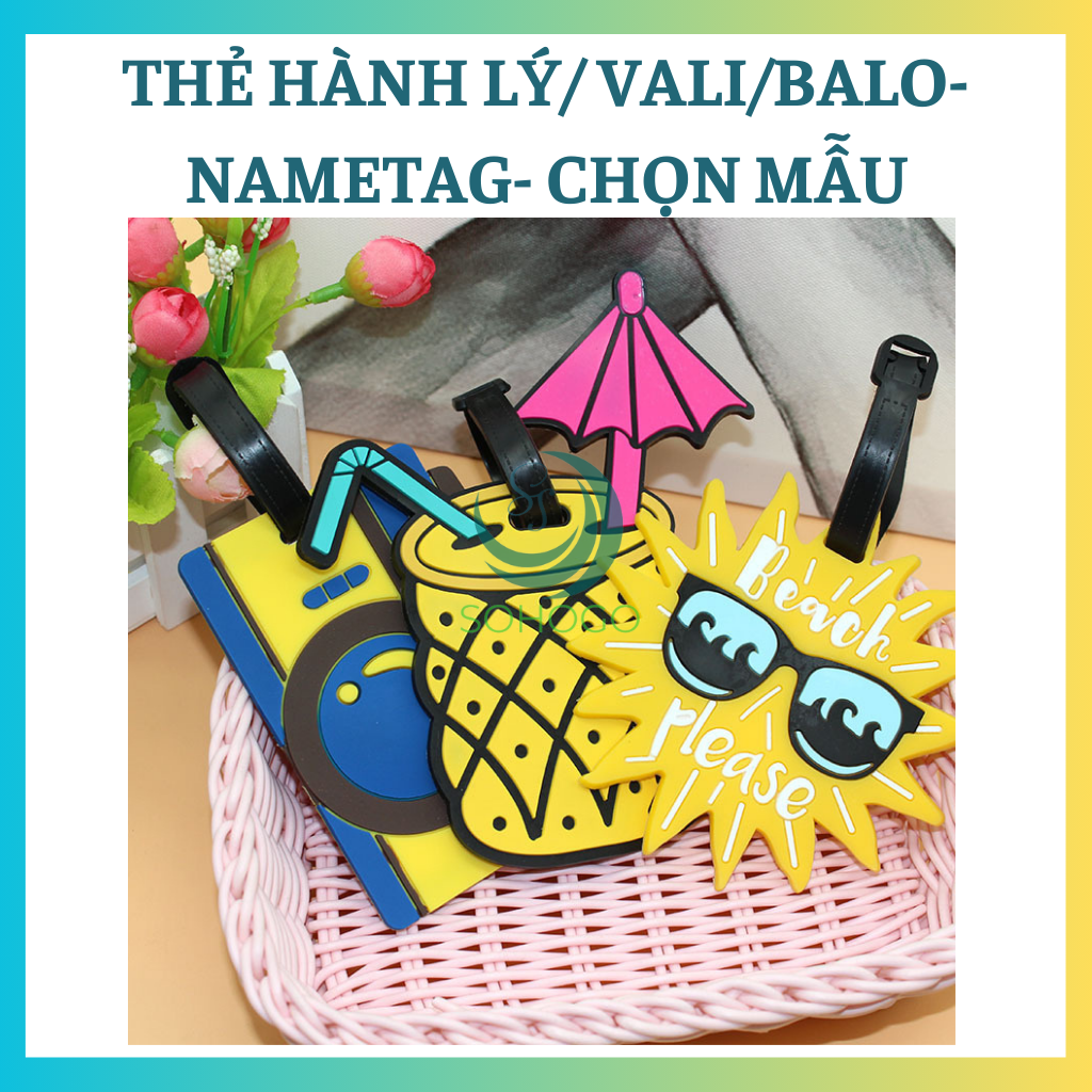 [CHỌN MẪU]-Thẻ tên treo vali/hành lý/ balo du lịch bằng PVC-Name tag in họa tiết họa hình cao cấp