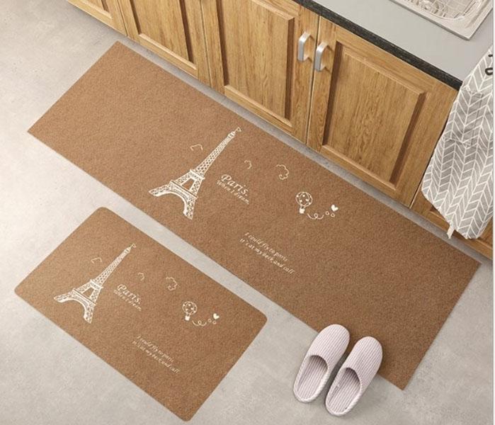 Bộ 2 thảm 2D nhà bếp đế cao su chống trượt 120x40 và 60x40 + kèm 2 khăn lau 30x30 - GDHN Loại Tốt