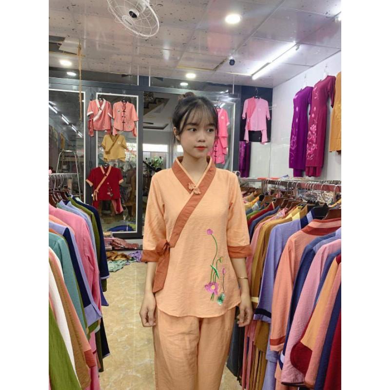 Đồ bộ đi chùa#phối sen vải tơ cao cấp