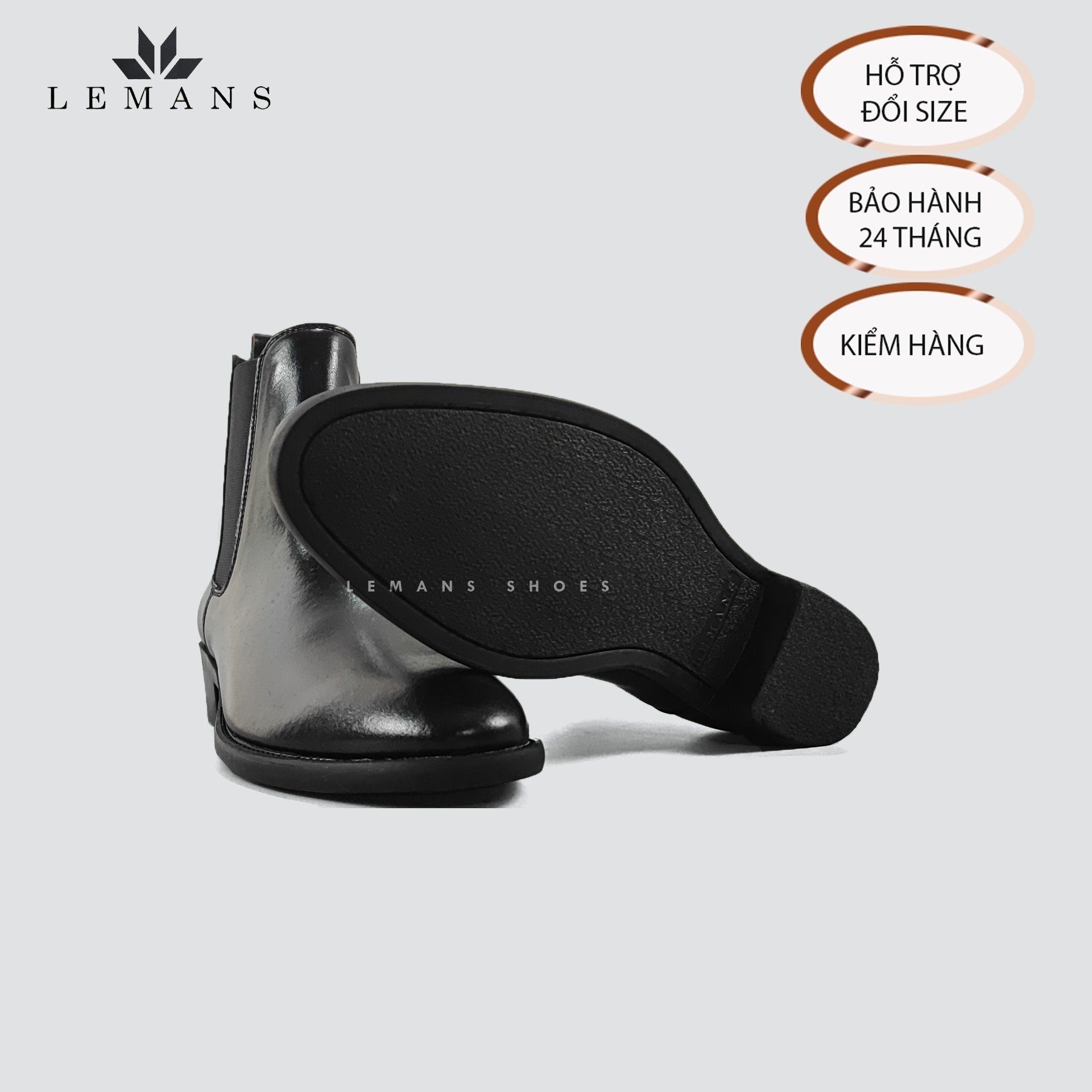 Giày da bò nappa Chelsea boots LEMANS CB01, mũi nhọn, Gót cao đế cao 5cm độc quyền, Bảo Hành 24 tháng