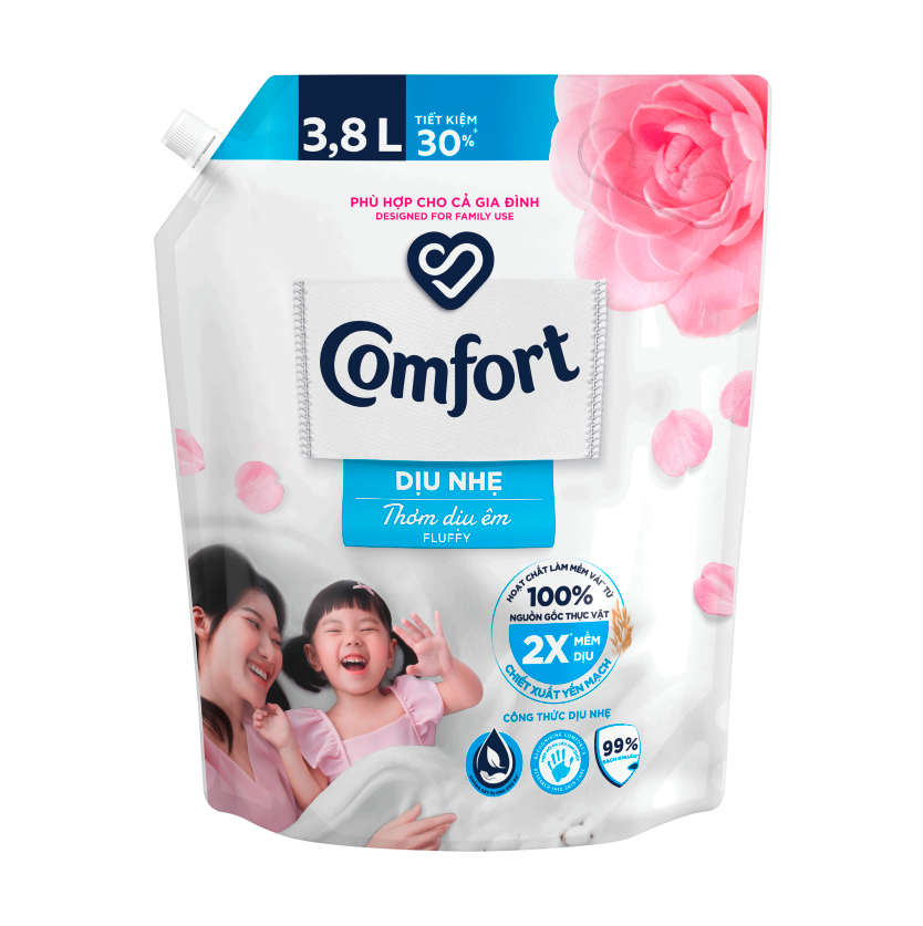 Combo 2 Túi Nước Xả Vải Comfort Dịu Nhẹ Thơm Dịu Êm Cho Cả Gia Đình 3.8L