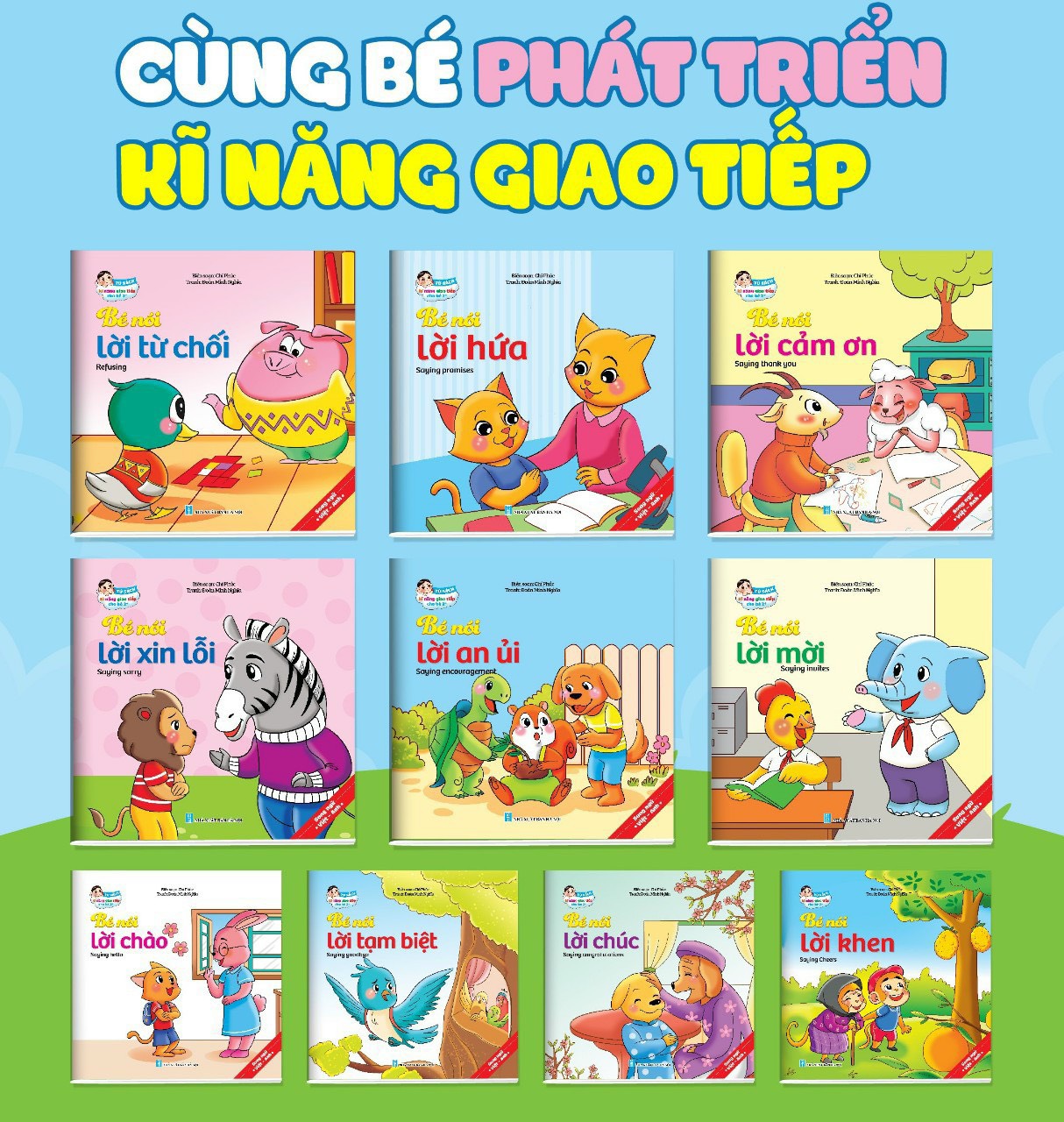 Truyện tranh kỹ năng giao tiếp ứng xử cho bé từ 2-7 tuổi - trọn bộ 10 cuốn(Phiên bản song ngữ Việt - Anh)