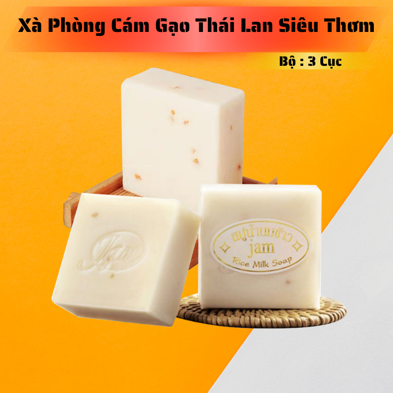 Combo 3 Xà Phòng Cám Gạo Dưỡng Trắng Giảm Mụn Thâm Jam THÁI LAN