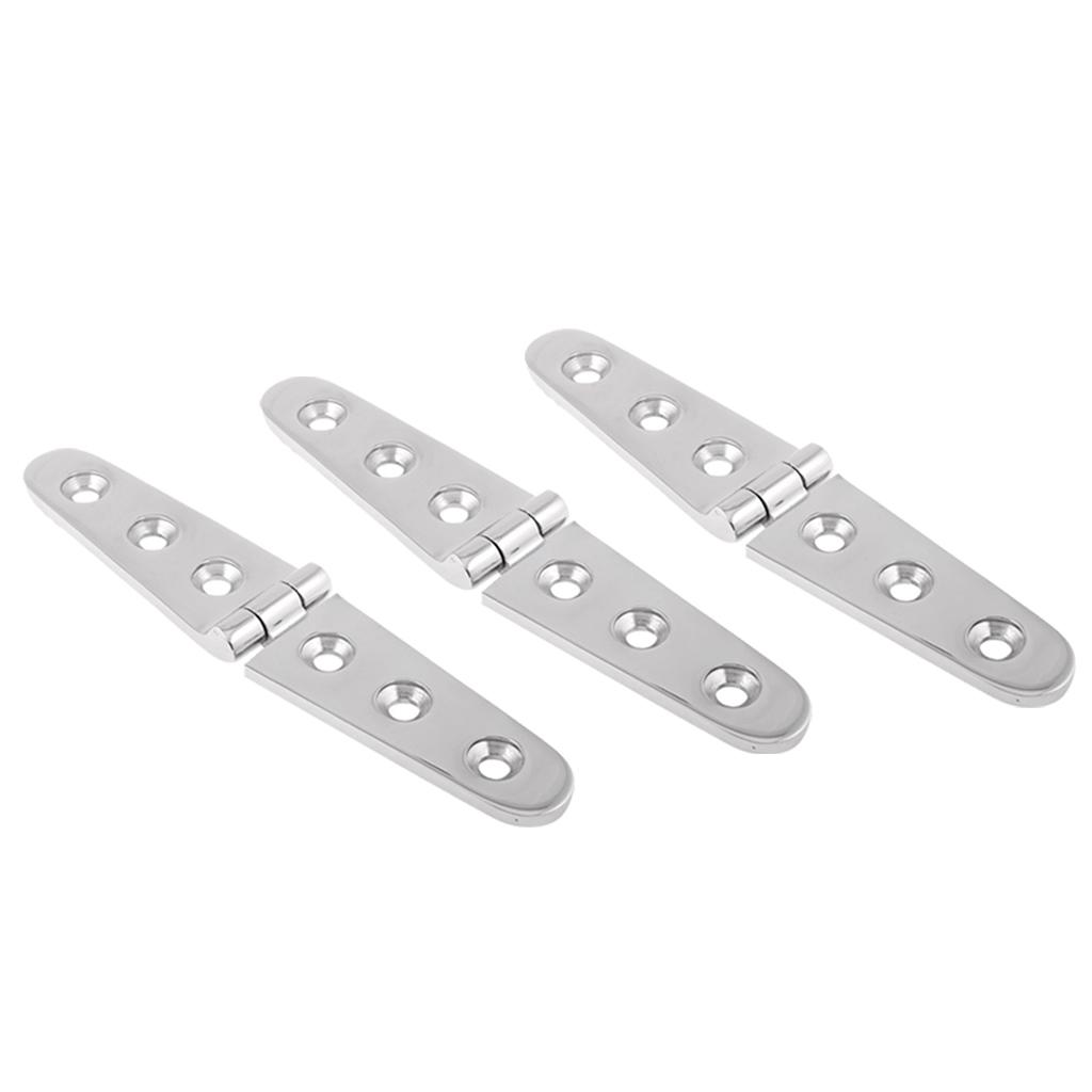 3pcs 6 inch Cast Strap Hinge For Marine Polished Stainless Steel Width 1''