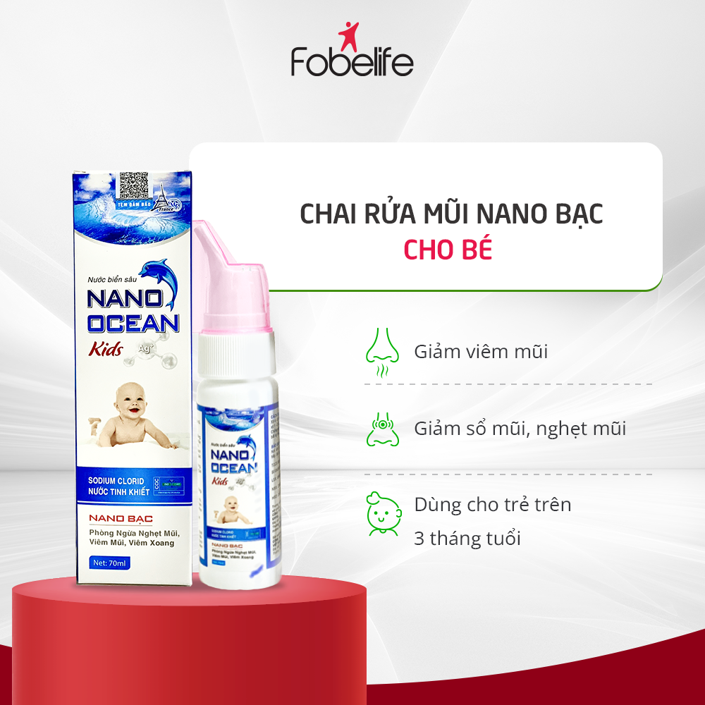 Combo 2 Chai Xịt Nano Bạc Nước Biển Vệ Sinh Mũi Cho Trẻ Em Nano Ocean Kids