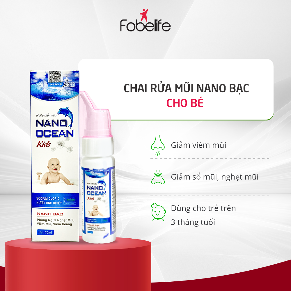 Chai Xịt Vệ Sinh Mũi Nước Biển Sâu Nano Bạc Cho Trẻ Em Nano Ocean Kids ( Chai 70ml )