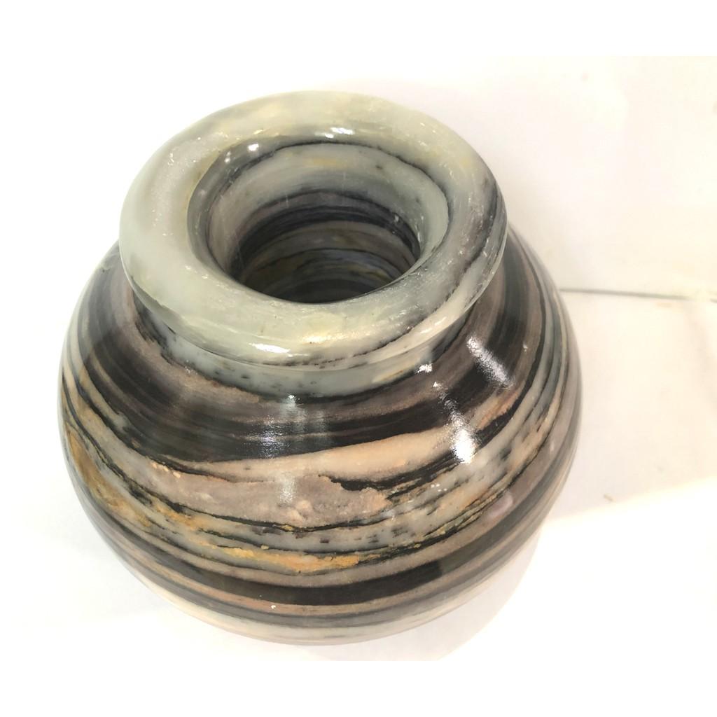 Bình hoa, độc bình đá canxit tự nhiên vân mây đường kính 16 cm, nặng 4,5Kg
