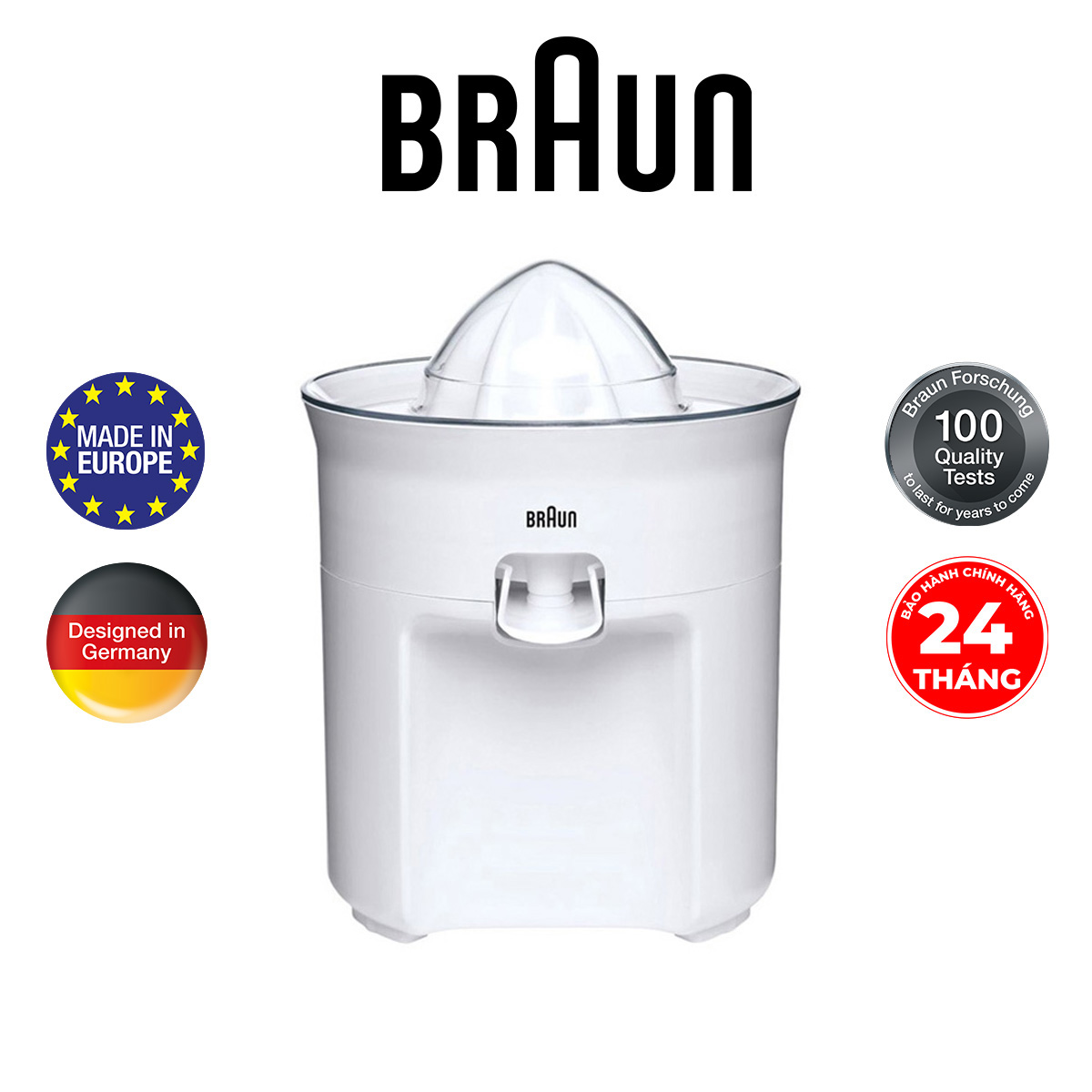 Máy Vắt Cam Braun CJ3050WH - 60W - Hàng Chính Hãng, Bảo Hành Toàn Quốc