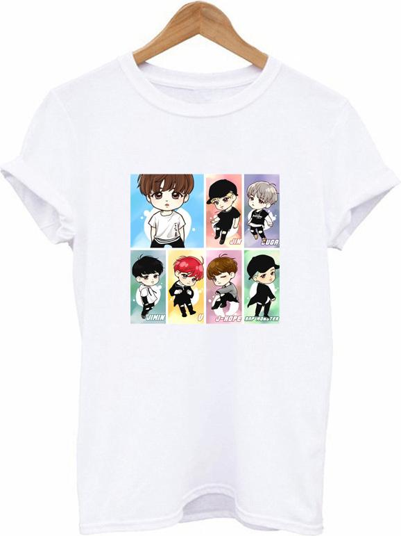 Áo phông chibi BTS JUNGKOOK RM SUGA V JHOPE JIN JIMIN